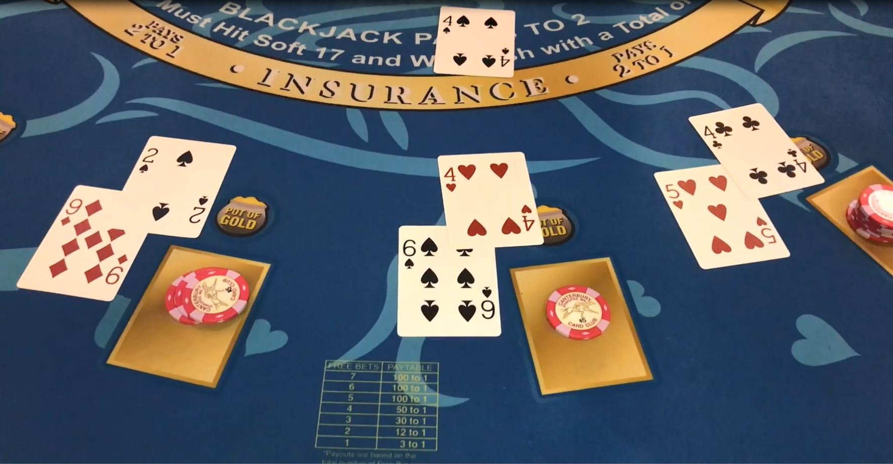 Blackjack table setup