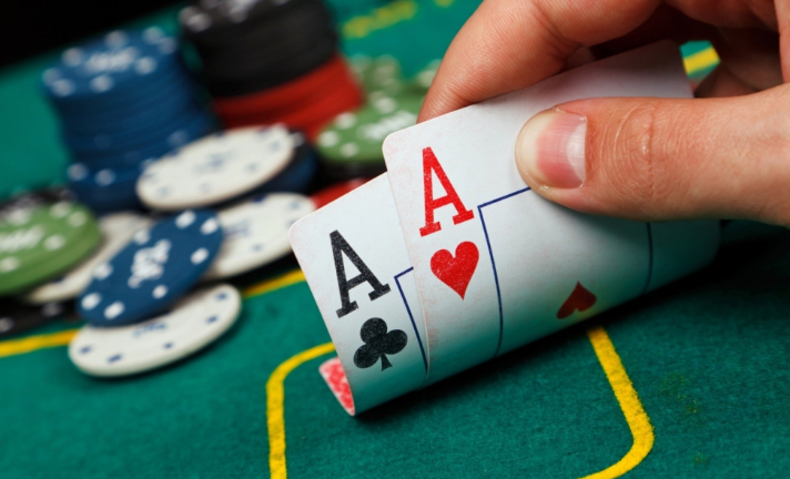 Poker cards on table