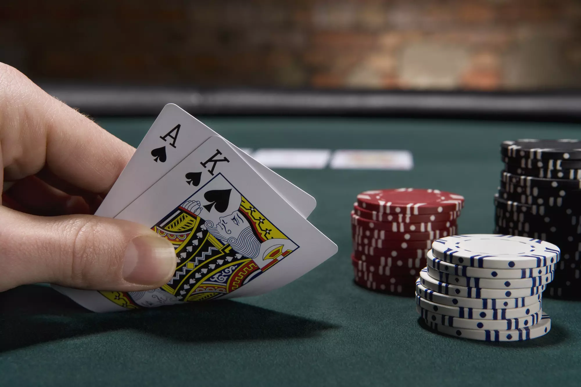 Poker table with players