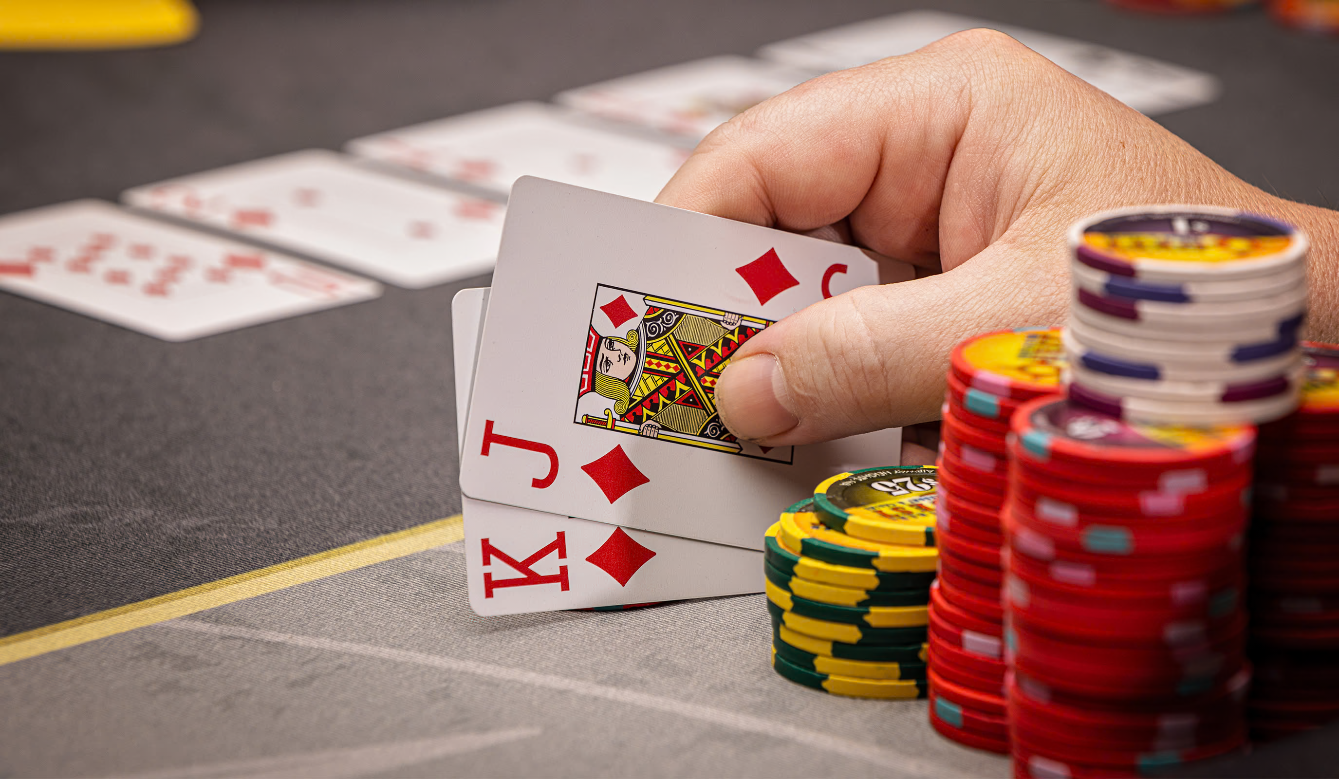 Close-up of poker hands